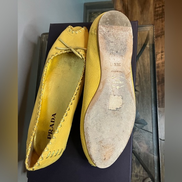 Prada Mustard Yellow 36.5/6 Suede Ballet Flats - Picture 5 of 12